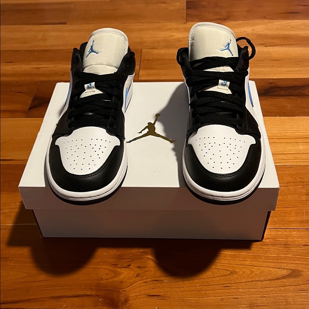 Nike Air Jordan Low Black and Light Blue Sneakers - Picture 8 of 10